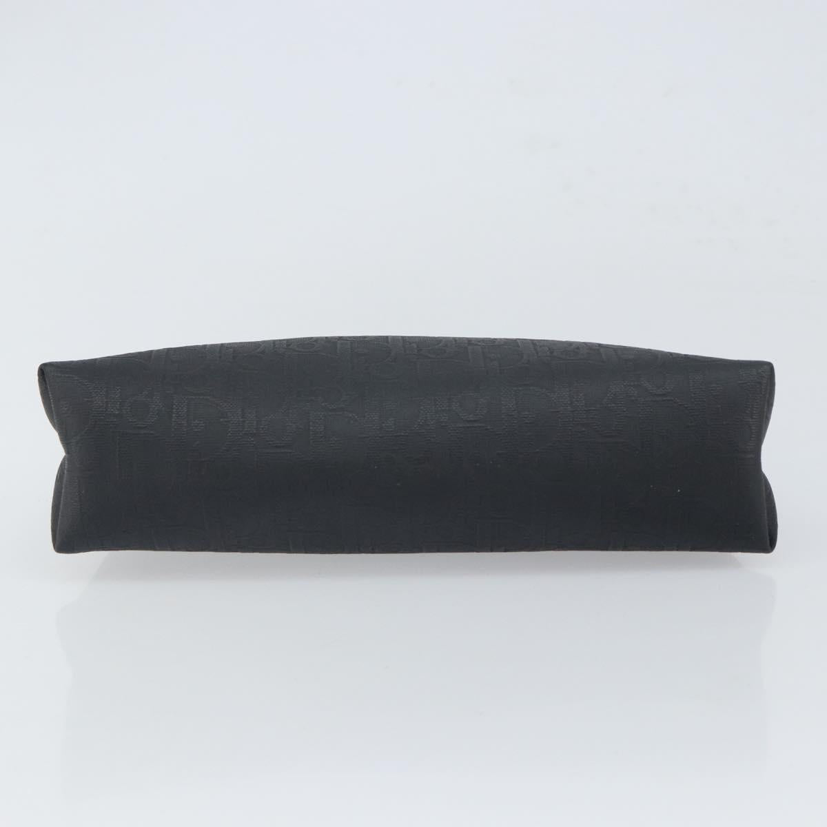 Christian Dior Trotter Canvas Clutch Bag Black Gold Auth 166636