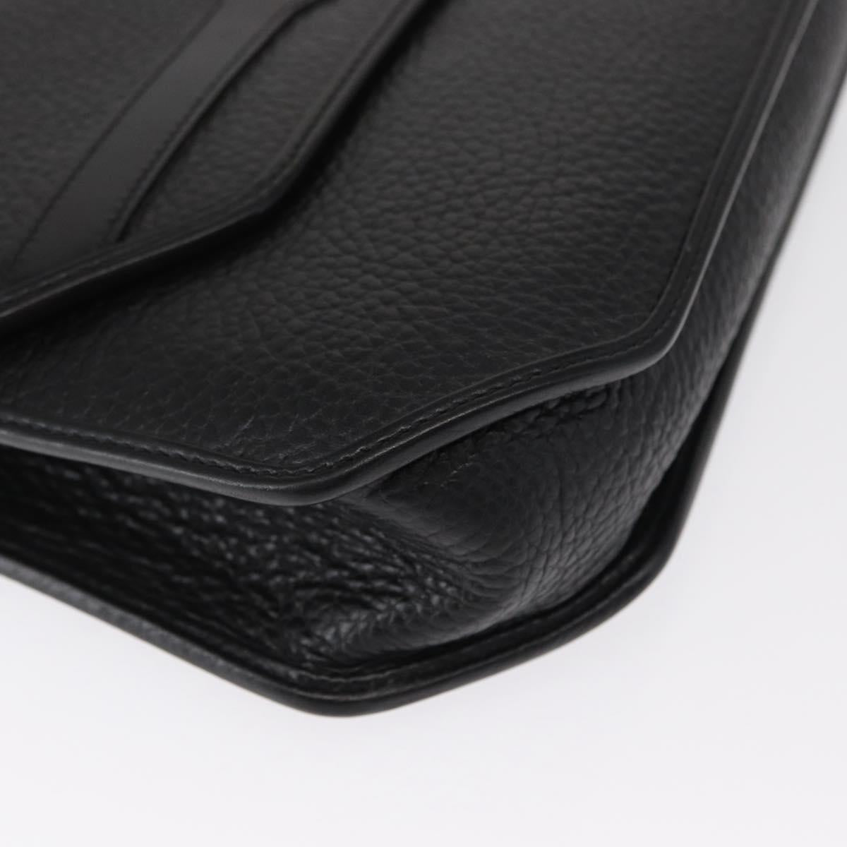 Christian Dior Hand Bag Leather 2way Black Gold Auth 166637