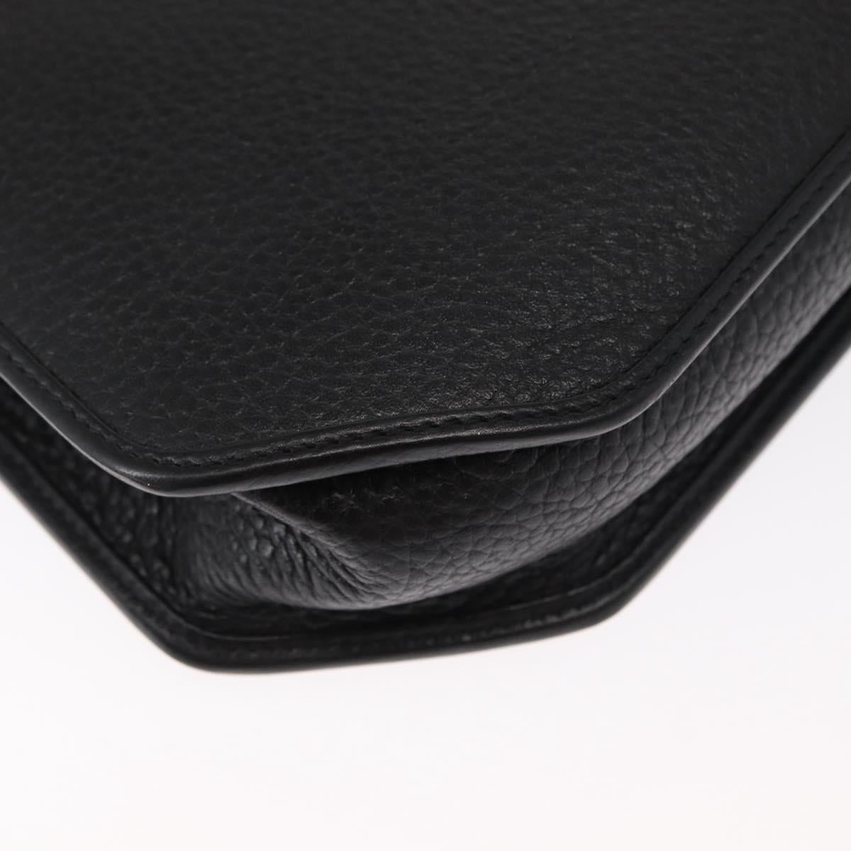 Christian Dior Hand Bag Leather 2way Black Gold Auth 166637