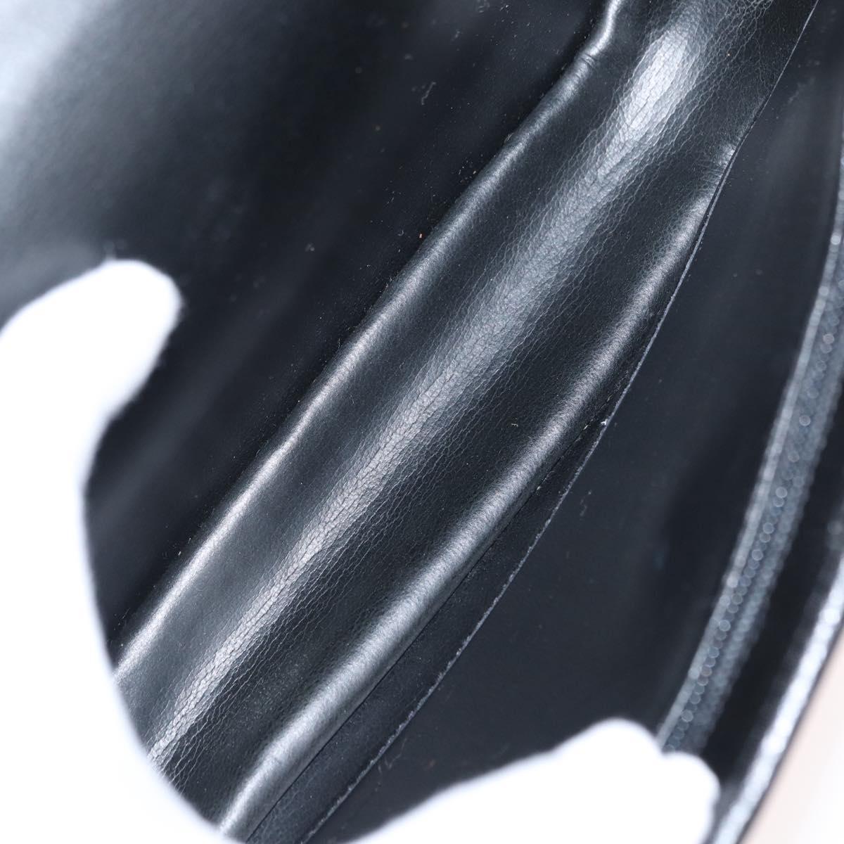 Christian Dior Hand Bag Leather 2way Black Gold Auth 166637