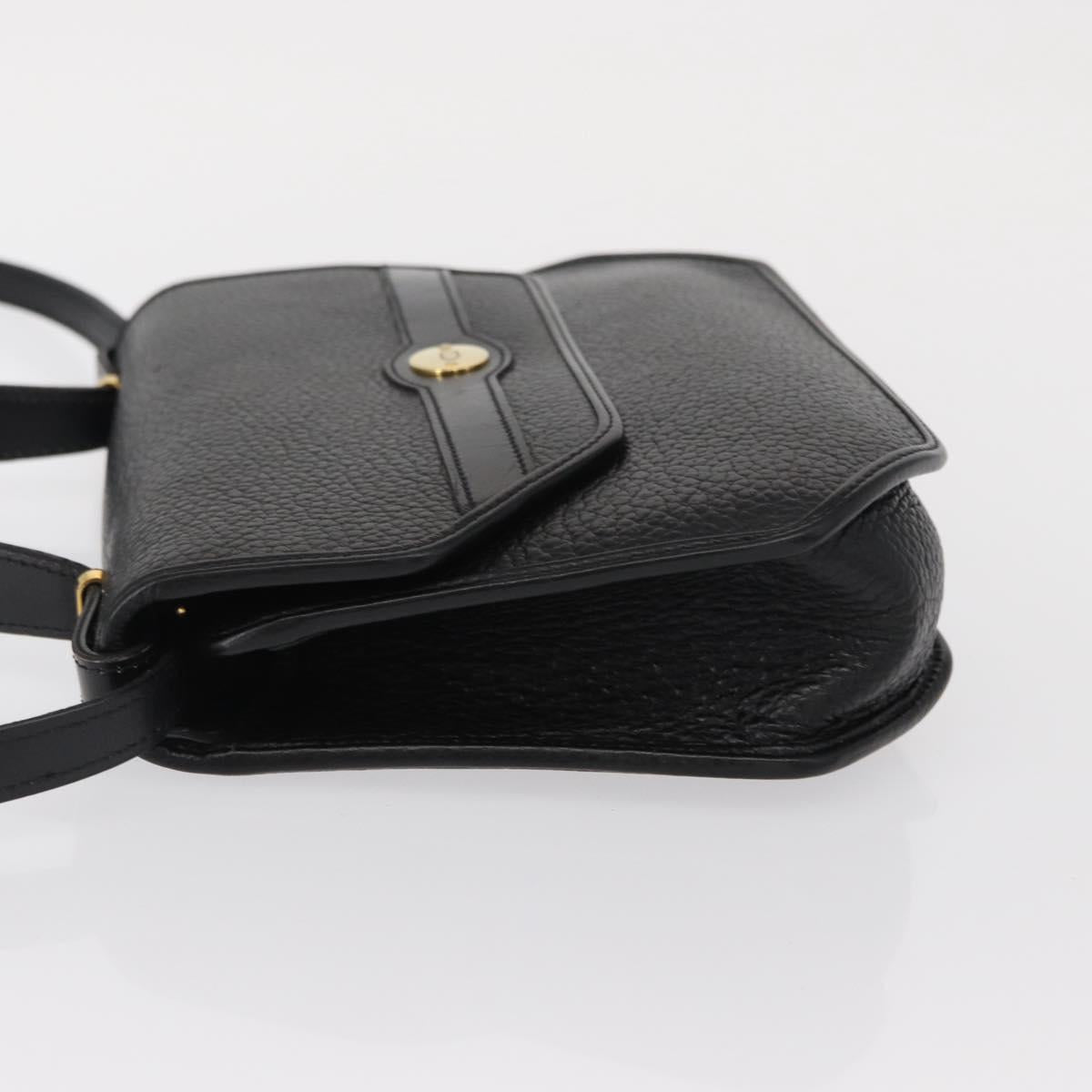 Christian Dior Hand Bag Leather 2way Black Gold Auth 166637