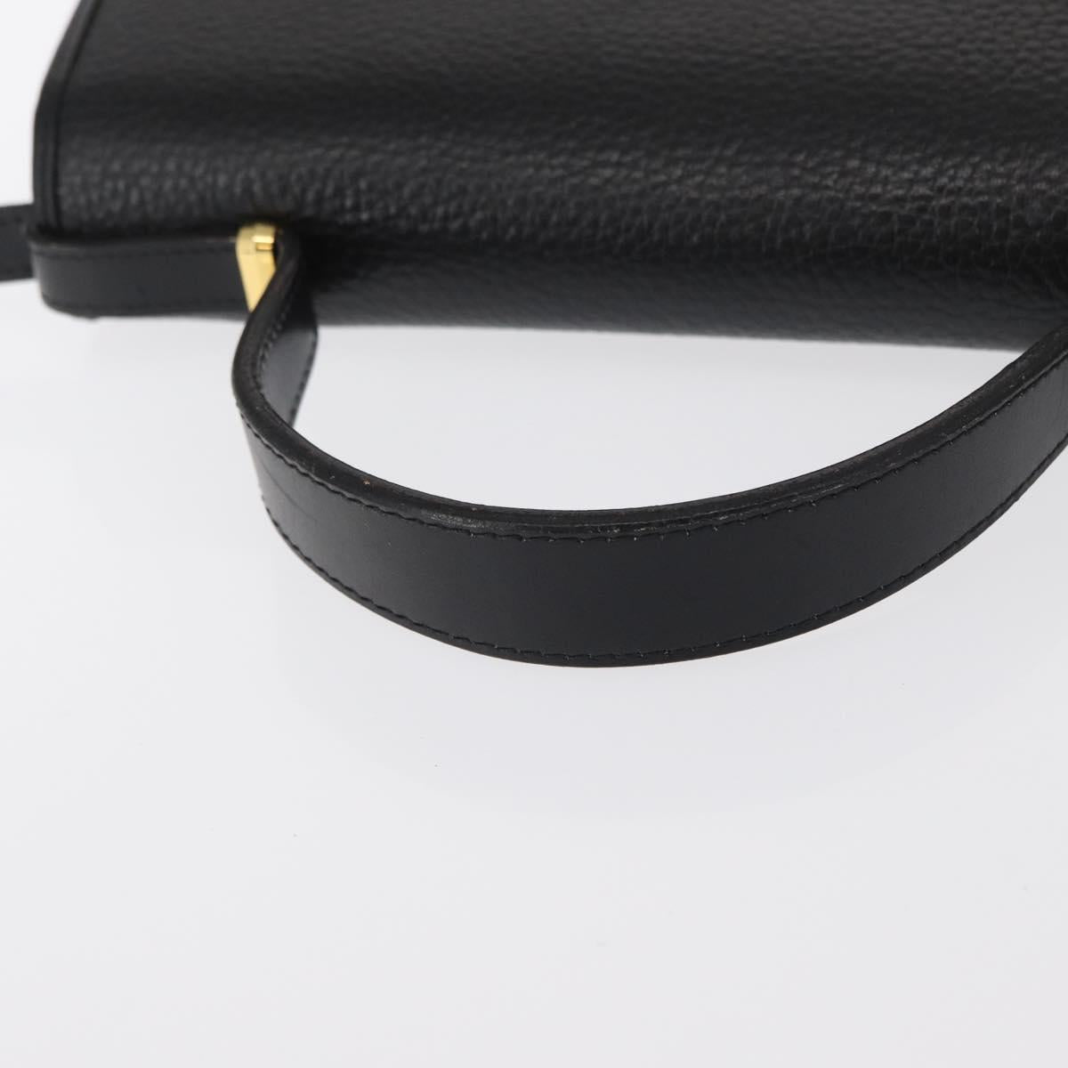 Christian Dior Hand Bag Leather 2way Black Gold Auth 166637