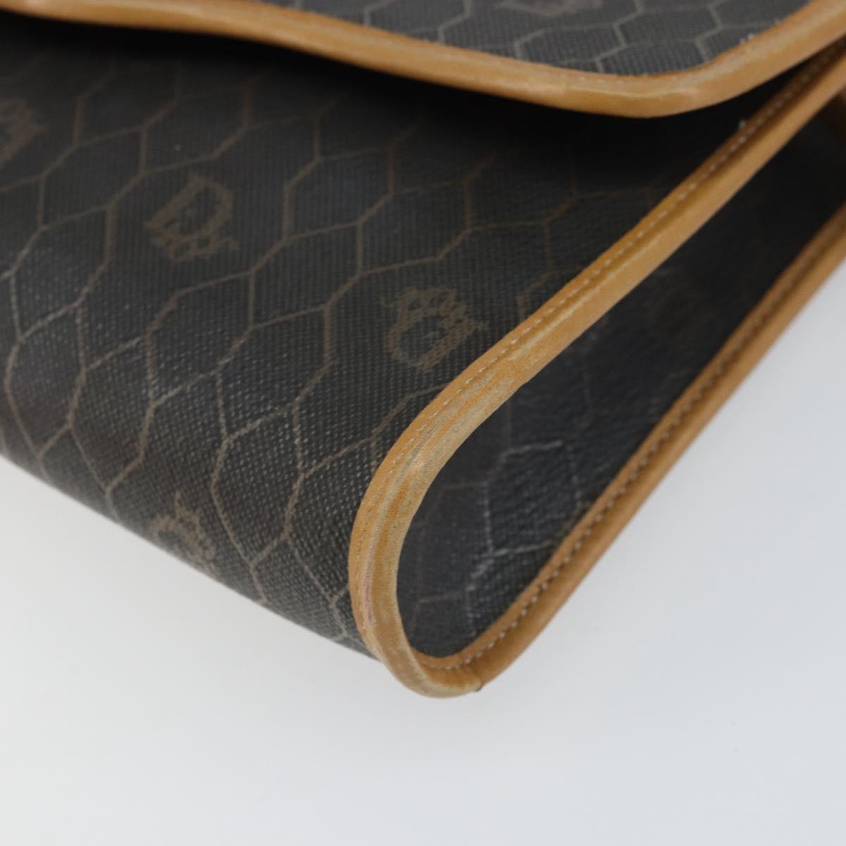 Christian Dior Honeycomb Canvas Shoulder Bag PVC Black Gold Auth 166639