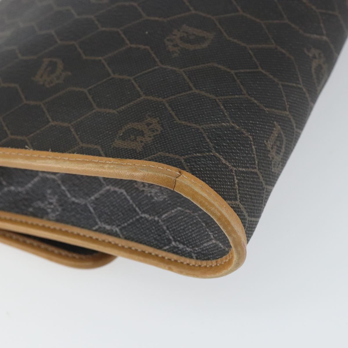 Christian Dior Honeycomb Canvas Shoulder Bag PVC Black Gold Auth 166639