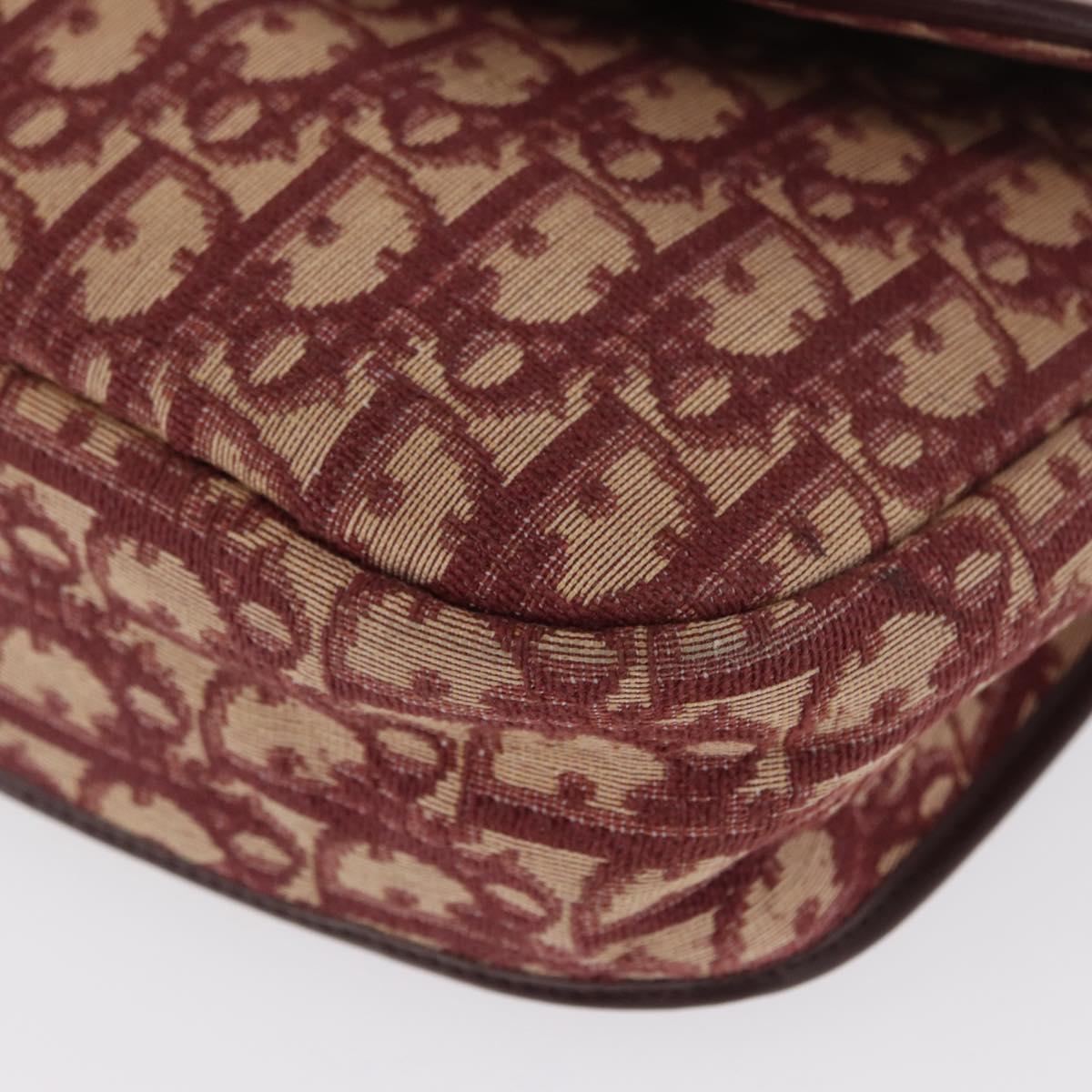 Christian Dior Trotter Canvas Shoulder Bag Red Gold Auth 166640