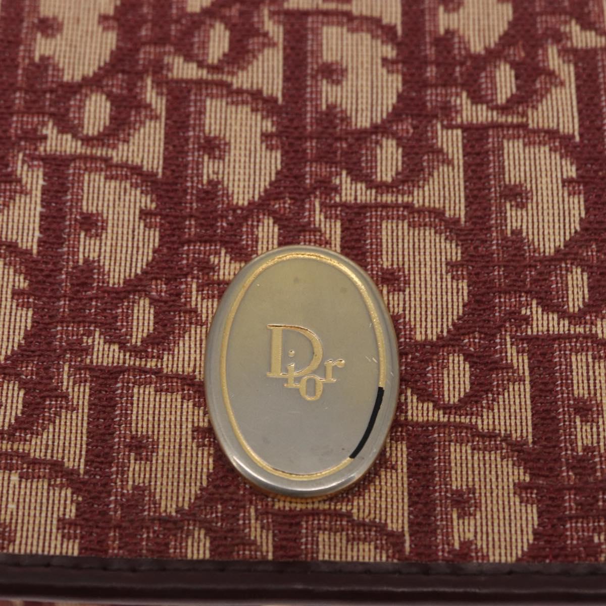 Christian Dior Trotter Canvas Shoulder Bag Red Gold Auth 166640