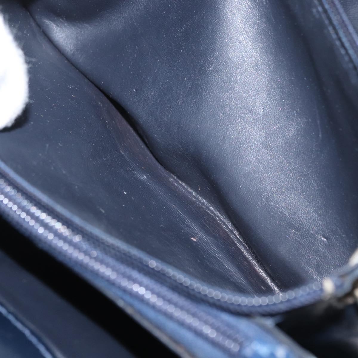 CELINE C Sulky Shoulder Bag Canvas Navy Gold Auth 166645