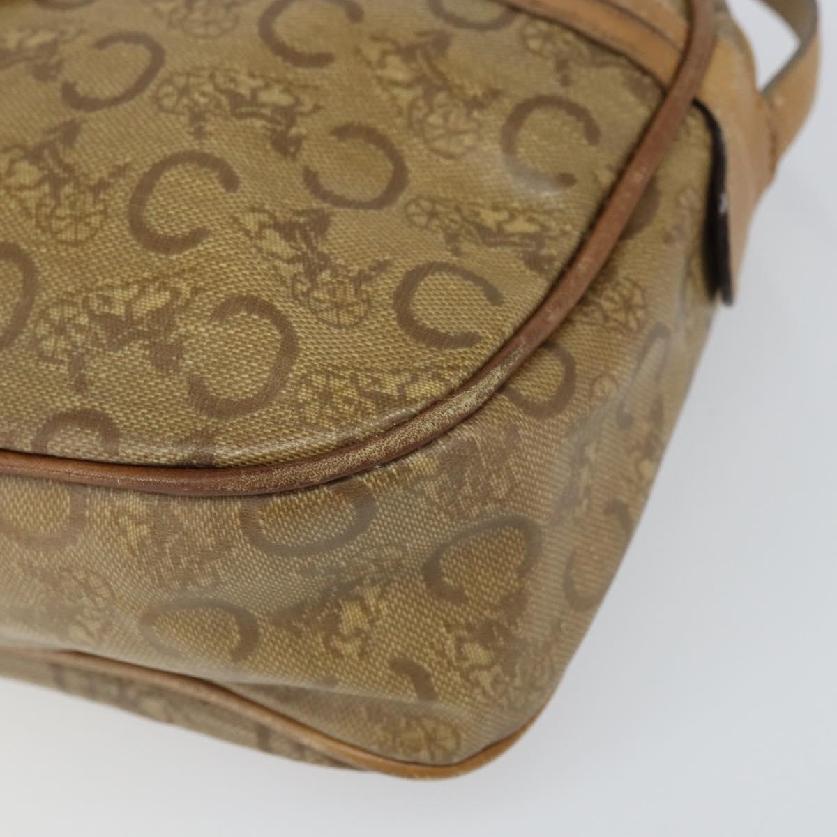 CELINE C Sulky Shoulder Bag PVC Beige Gold Auth 166647