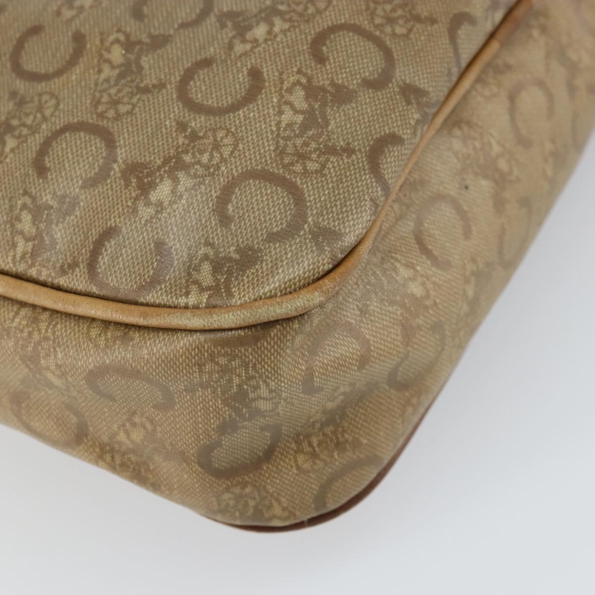 CELINE C Sulky Shoulder Bag PVC Beige Gold Auth 166647