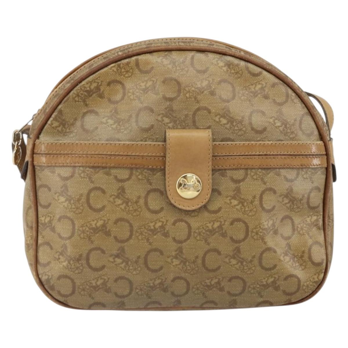 CELINE C Sulky Shoulder Bag PVC Beige Gold Auth 166647