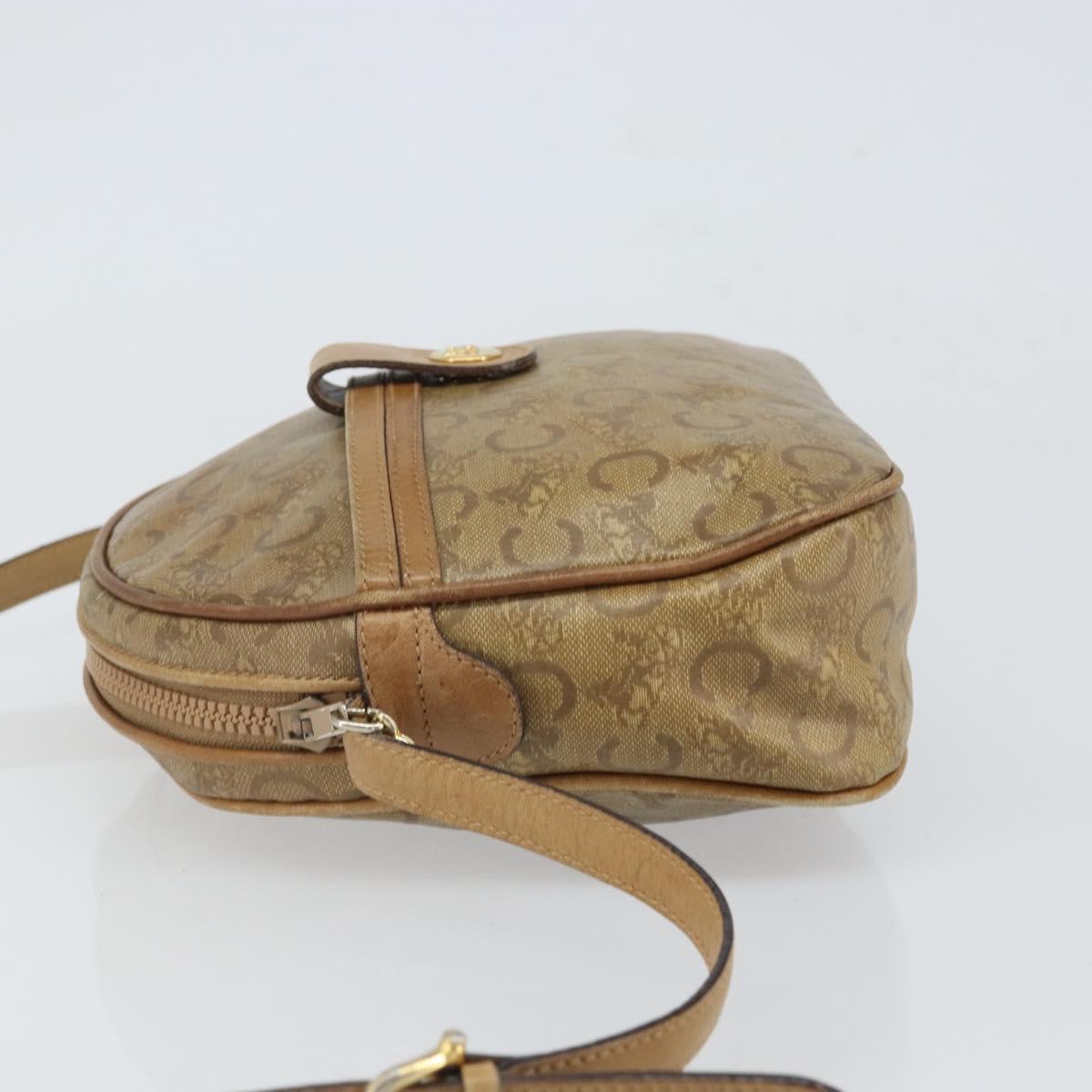 CELINE C Sulky Shoulder Bag PVC Beige Gold Auth 166647
