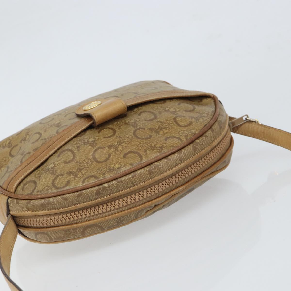 CELINE C Sulky Shoulder Bag PVC Beige Gold Auth 166647