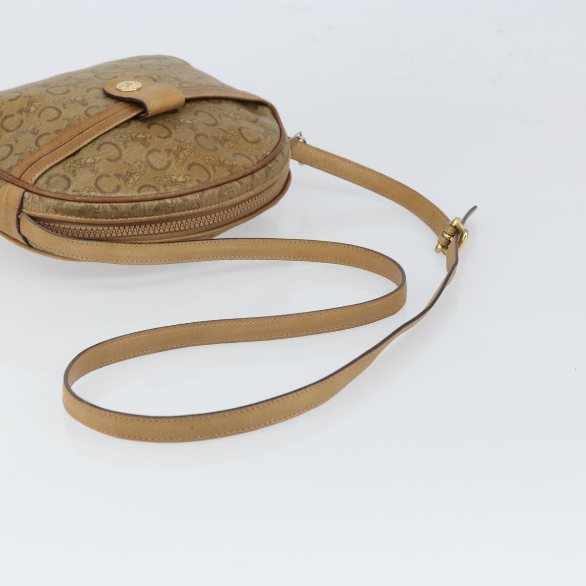 CELINE C Sulky Shoulder Bag PVC Beige Gold Auth 166647