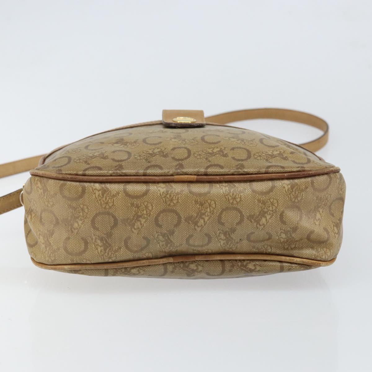 CELINE C Sulky Shoulder Bag PVC Beige Gold Auth 166647