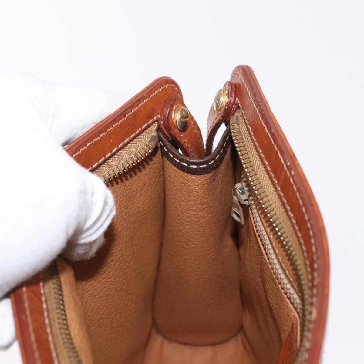 CELINE Macadam Canvas Clutch Bag PVC Brown Gold Auth 166650