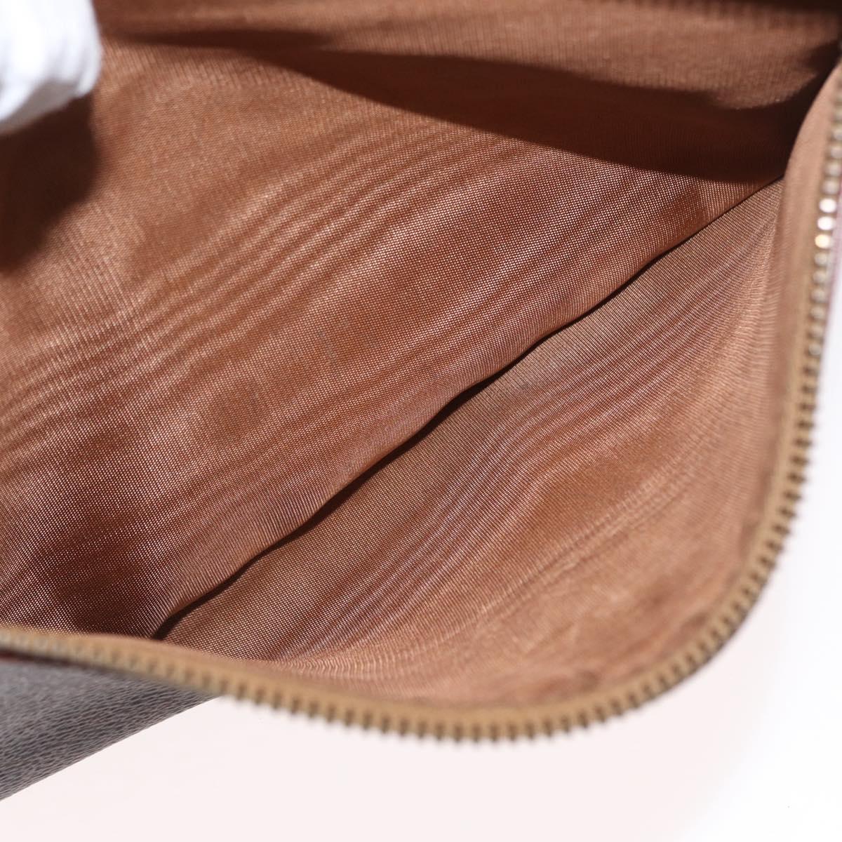 CELINE Macadam Canvas Clutch Bag PVC Brown Gold Auth 166650