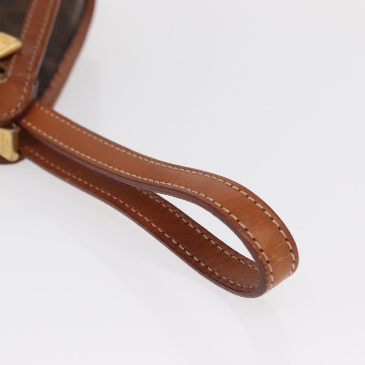CELINE Macadam Canvas Clutch Bag PVC Brown Gold Auth 166650