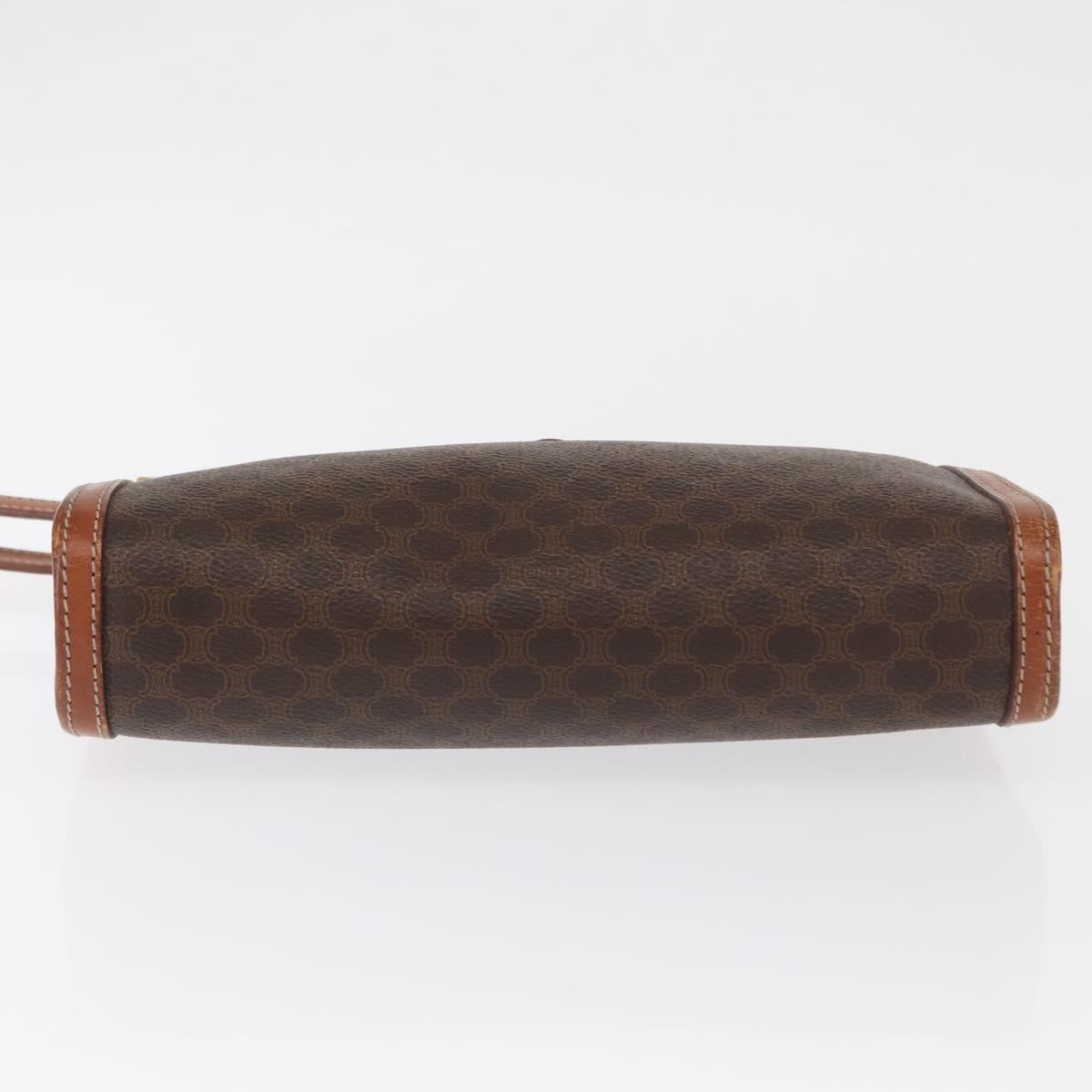 CELINE Macadam Canvas Clutch Bag PVC Brown Gold Auth 166650