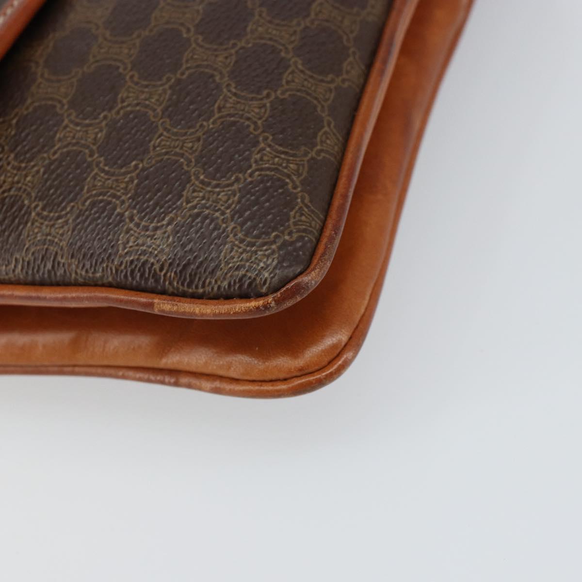 CELINE Macadam Canvas Shoulder Bag PVC Brown Gold Auth 166651