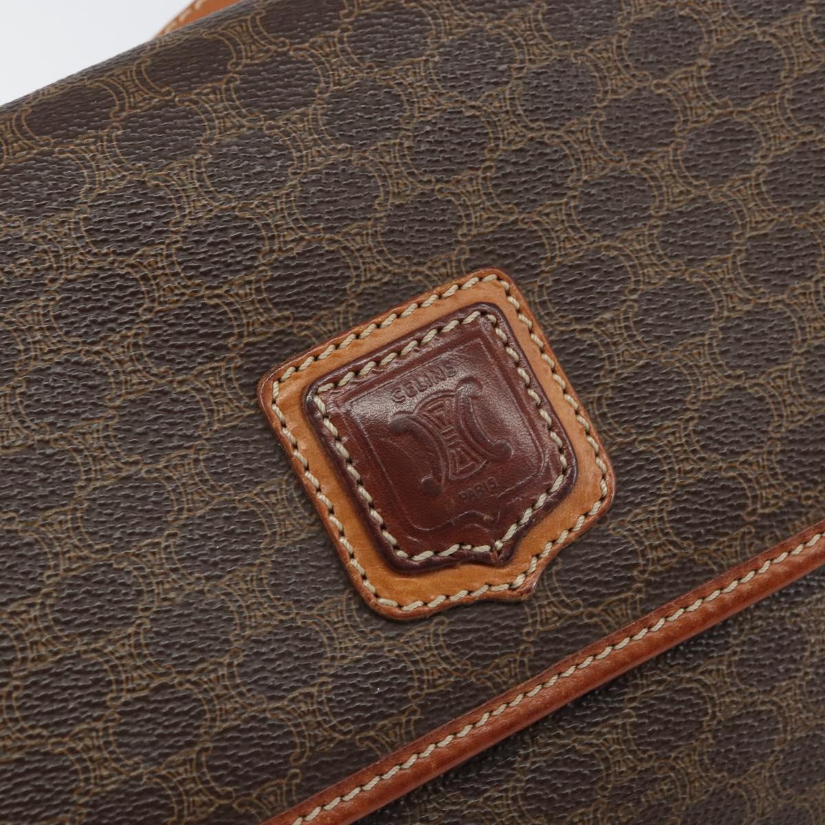 CELINE Macadam Canvas Shoulder Bag PVC Brown Gold Auth 166651