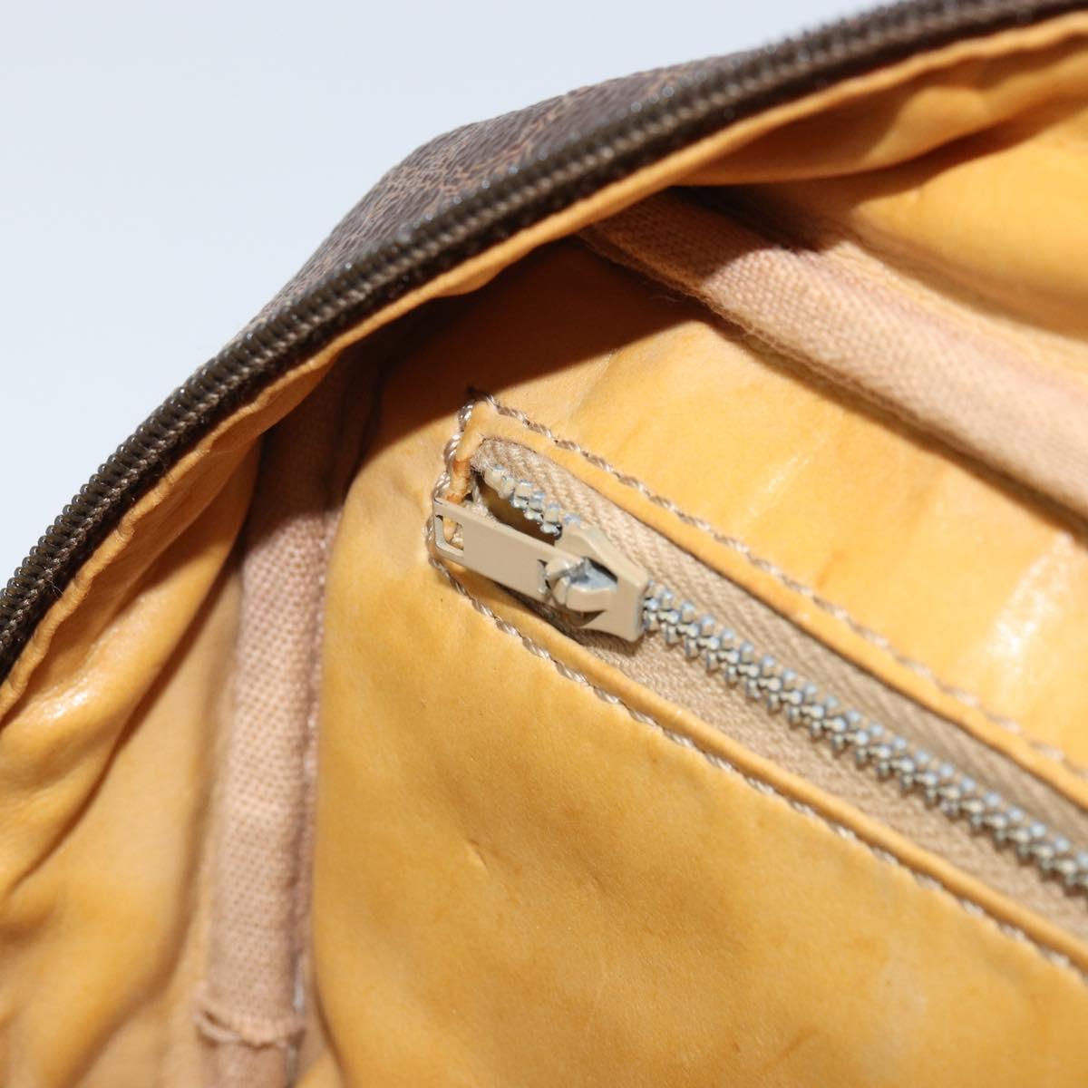 CELINE Macadam Canvas Pouch PVC Leather Brown Auth 166653