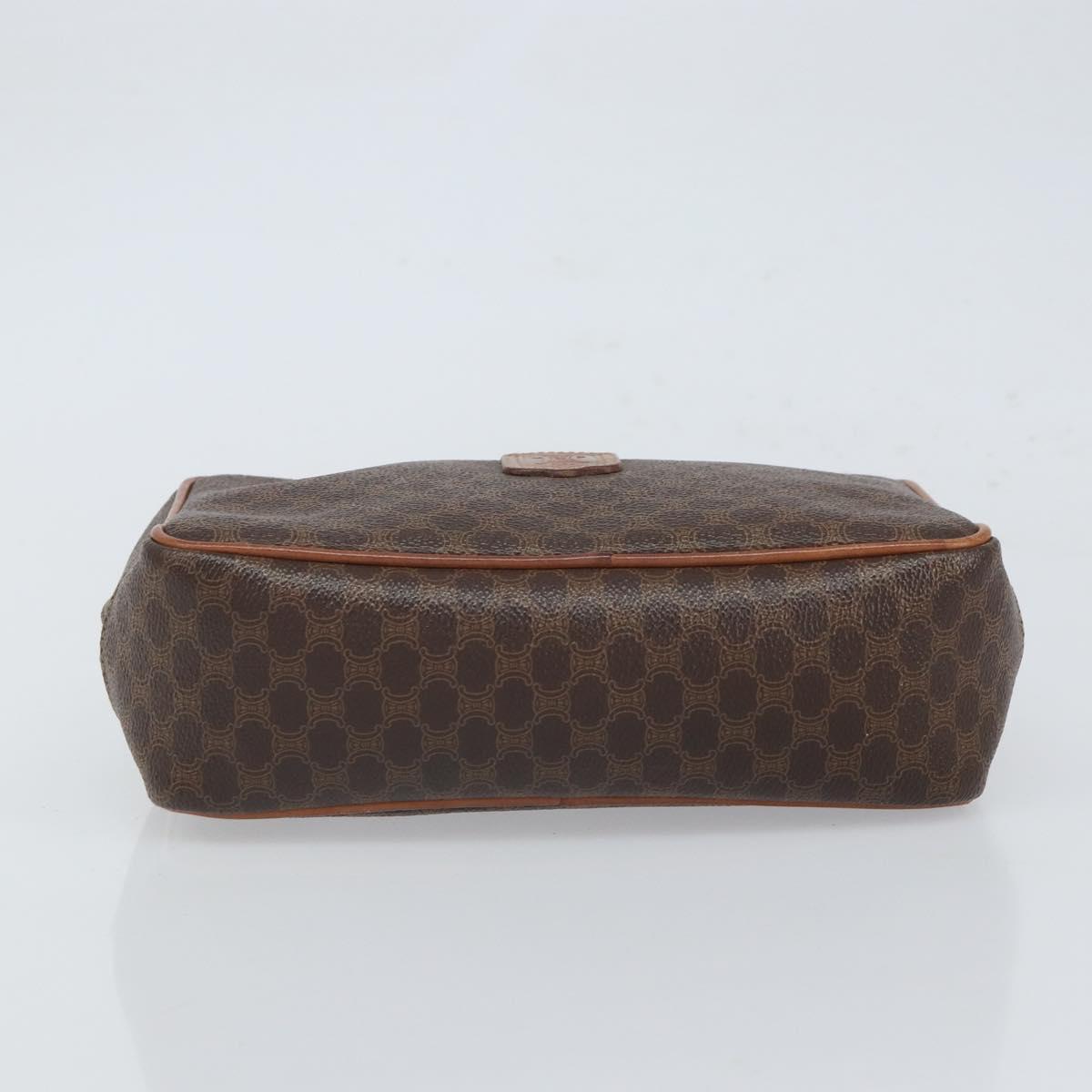 CELINE Macadam Canvas Pouch PVC Leather Brown Auth 166653