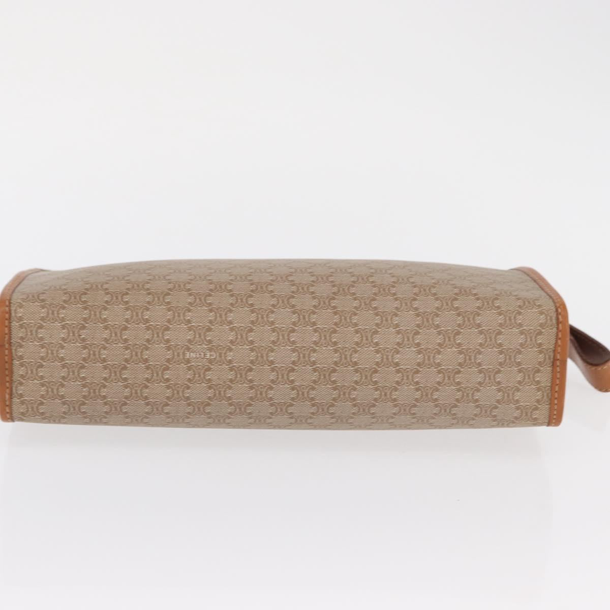 CELINE Macadam Canvas Clutch Bag PVC Beige Gold Auth 166654