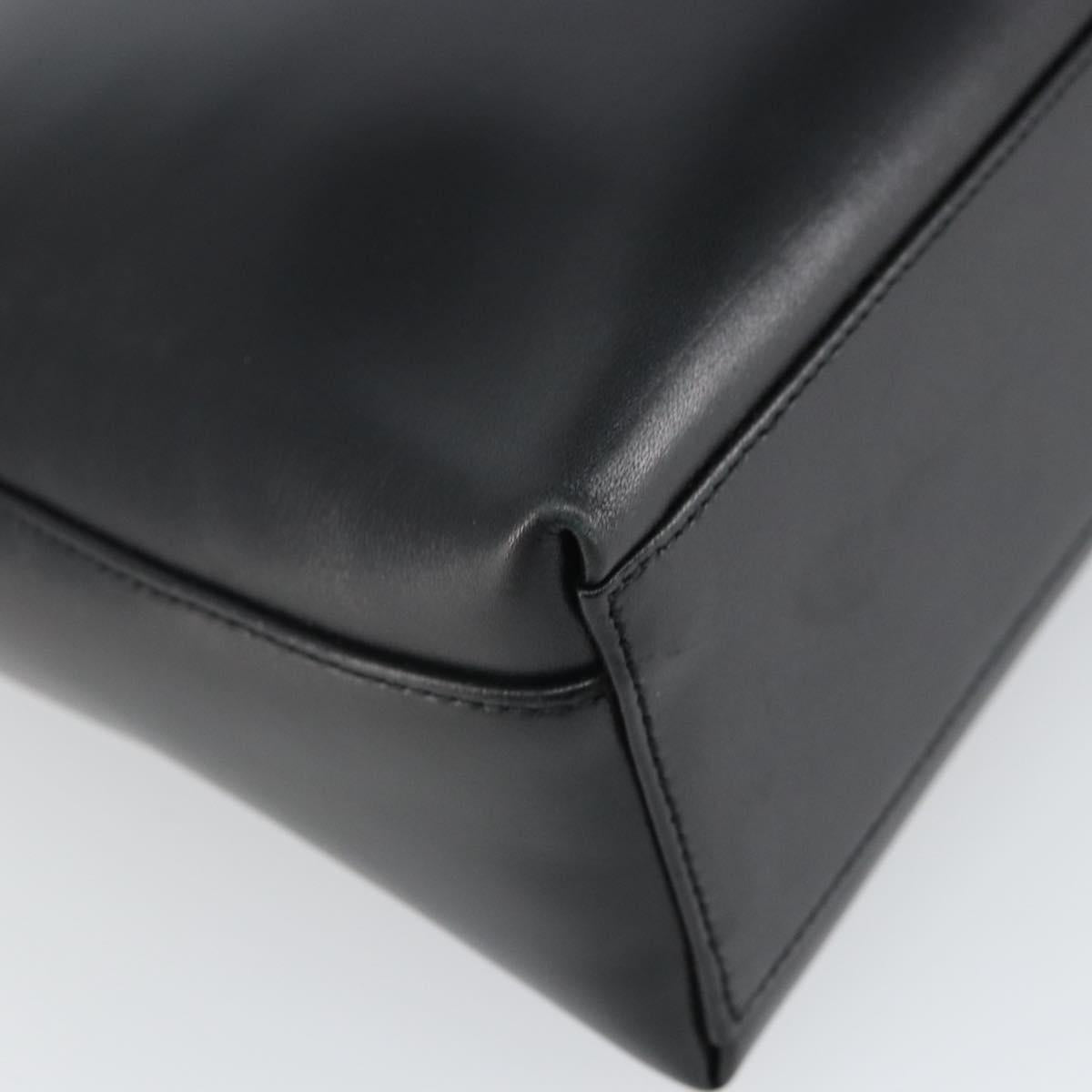 Salvatore Ferragamo Shoulder Bag Leather Black Silver Auth 166658