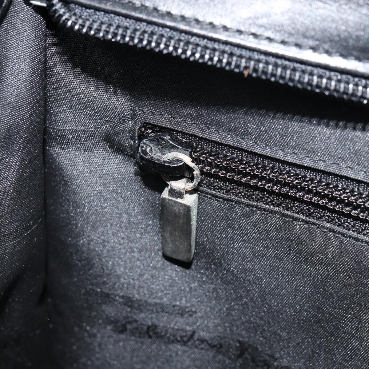 Salvatore Ferragamo Shoulder Bag Leather Black Silver Auth 166658