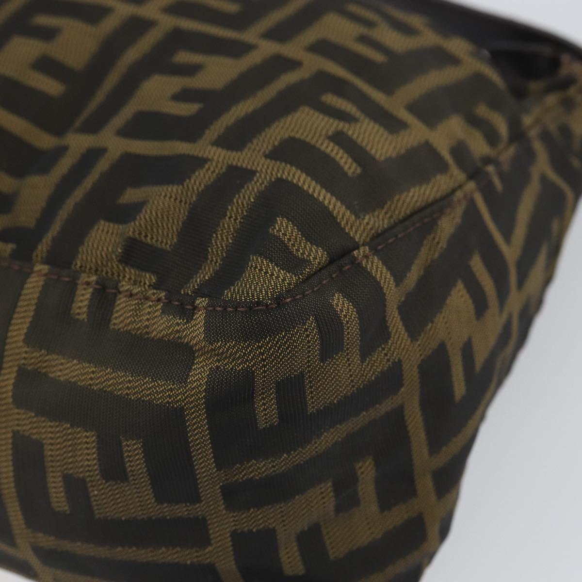 FENDI Zucca Canvas Hand Bag Black Brown Auth 166660