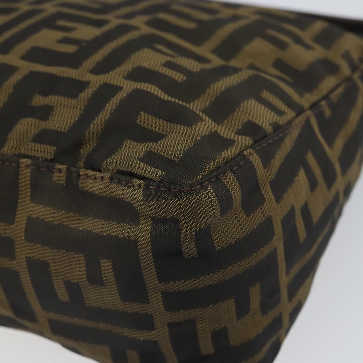 FENDI Zucca Canvas Hand Bag Black Brown Auth 166660