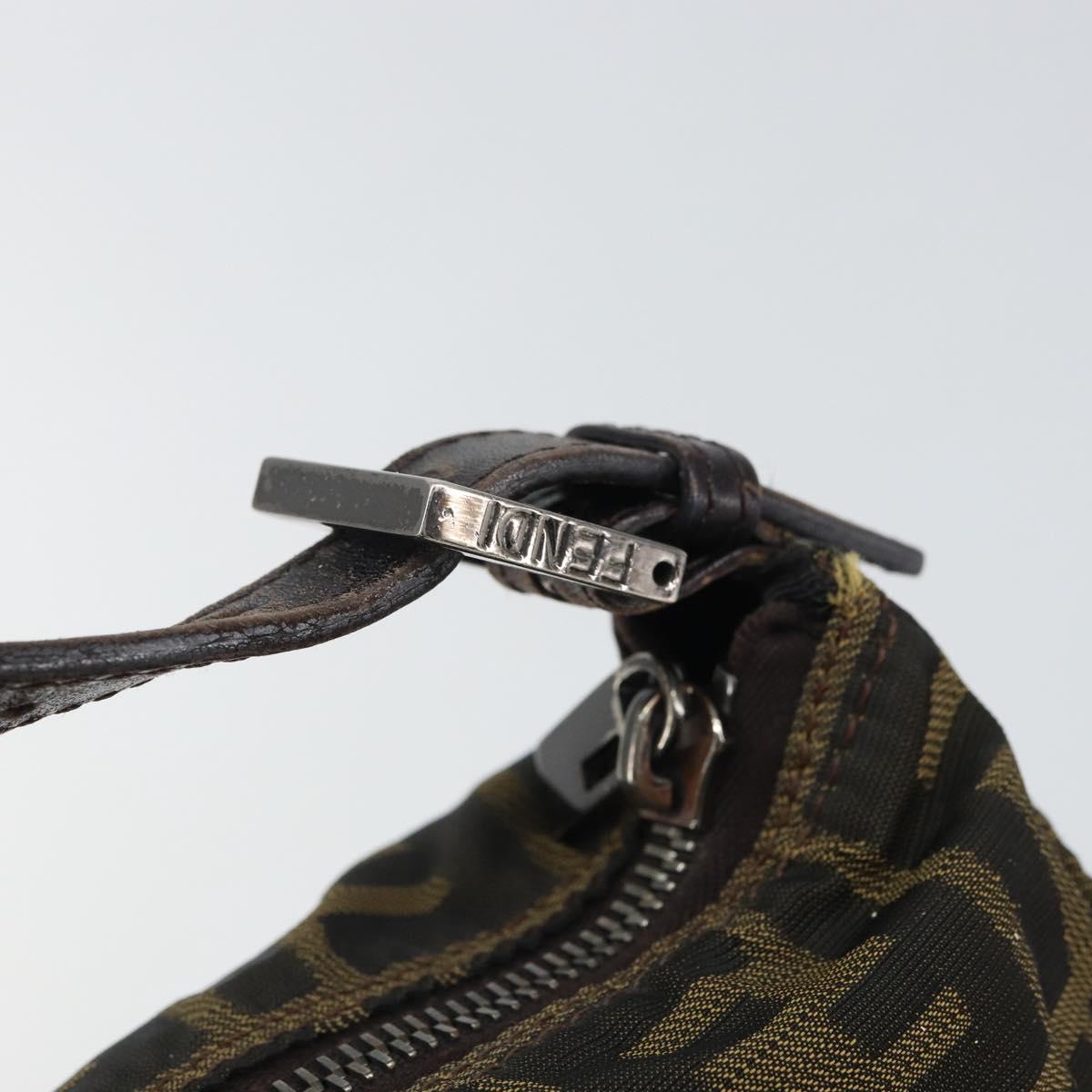 FENDI Zucca Canvas Hand Bag Black Brown Auth 166660