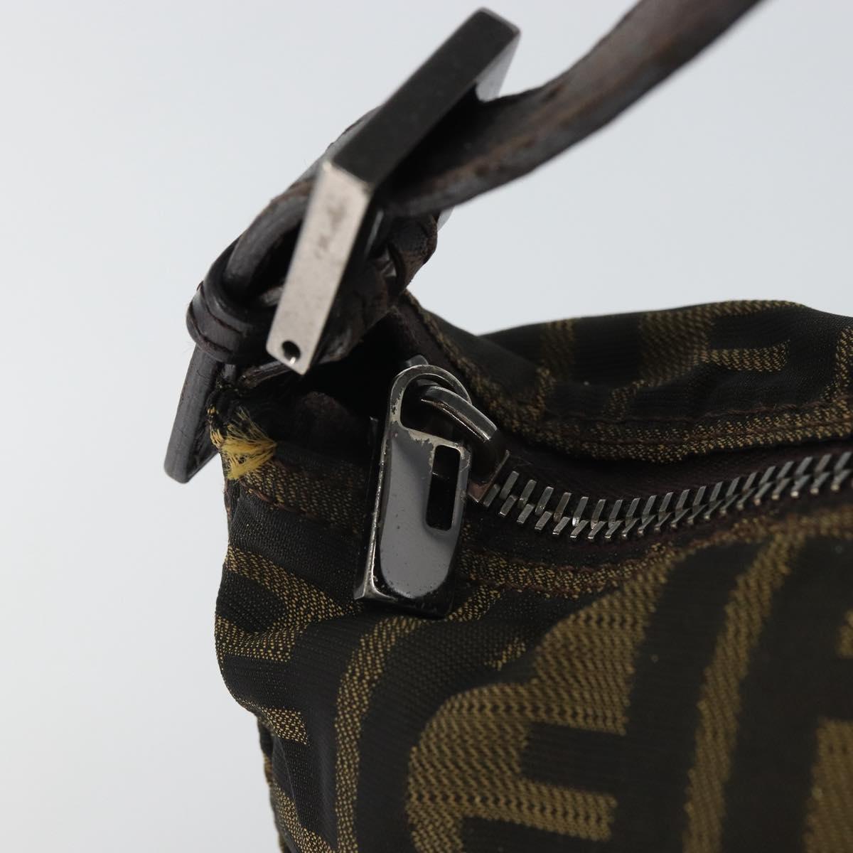 FENDI Zucca Canvas Hand Bag Black Brown Auth 166660