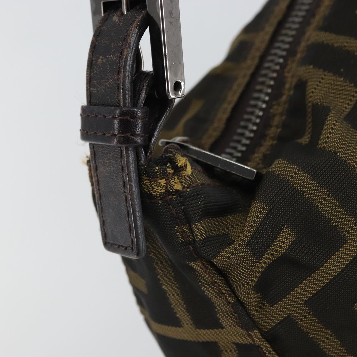 FENDI Zucca Canvas Hand Bag Black Brown Auth 166660
