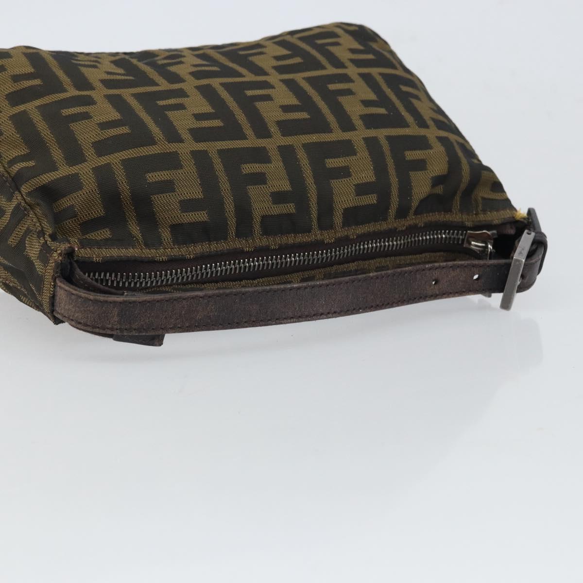 FENDI Zucca Canvas Hand Bag Black Brown Auth 166660
