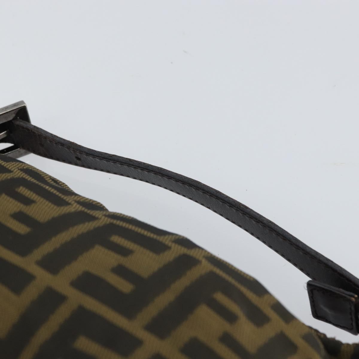 FENDI Zucca Canvas Hand Bag Black Brown Auth 166660