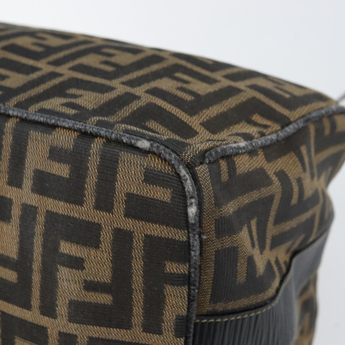 FENDI Zucca Canvas Vanity Pouch Black Brown Auth 166661