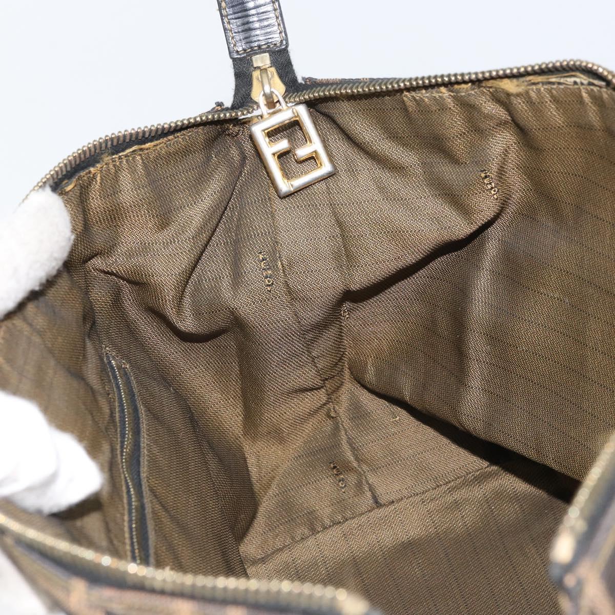 FENDI Zucca Canvas Vanity Pouch Black Brown Auth 166661