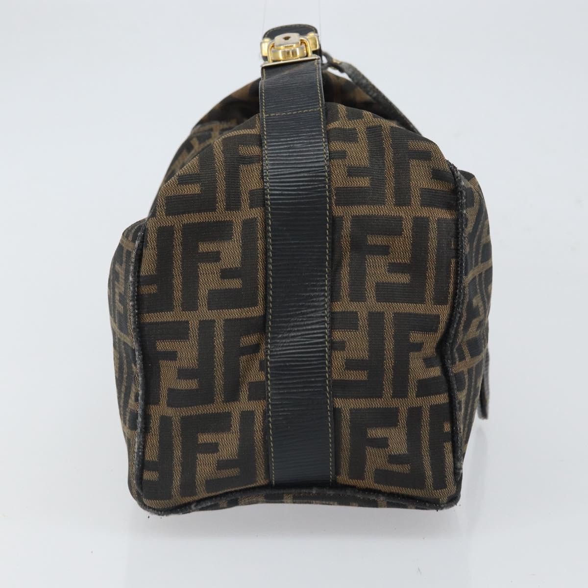 FENDI Zucca Canvas Vanity Pouch Black Brown Auth 166661