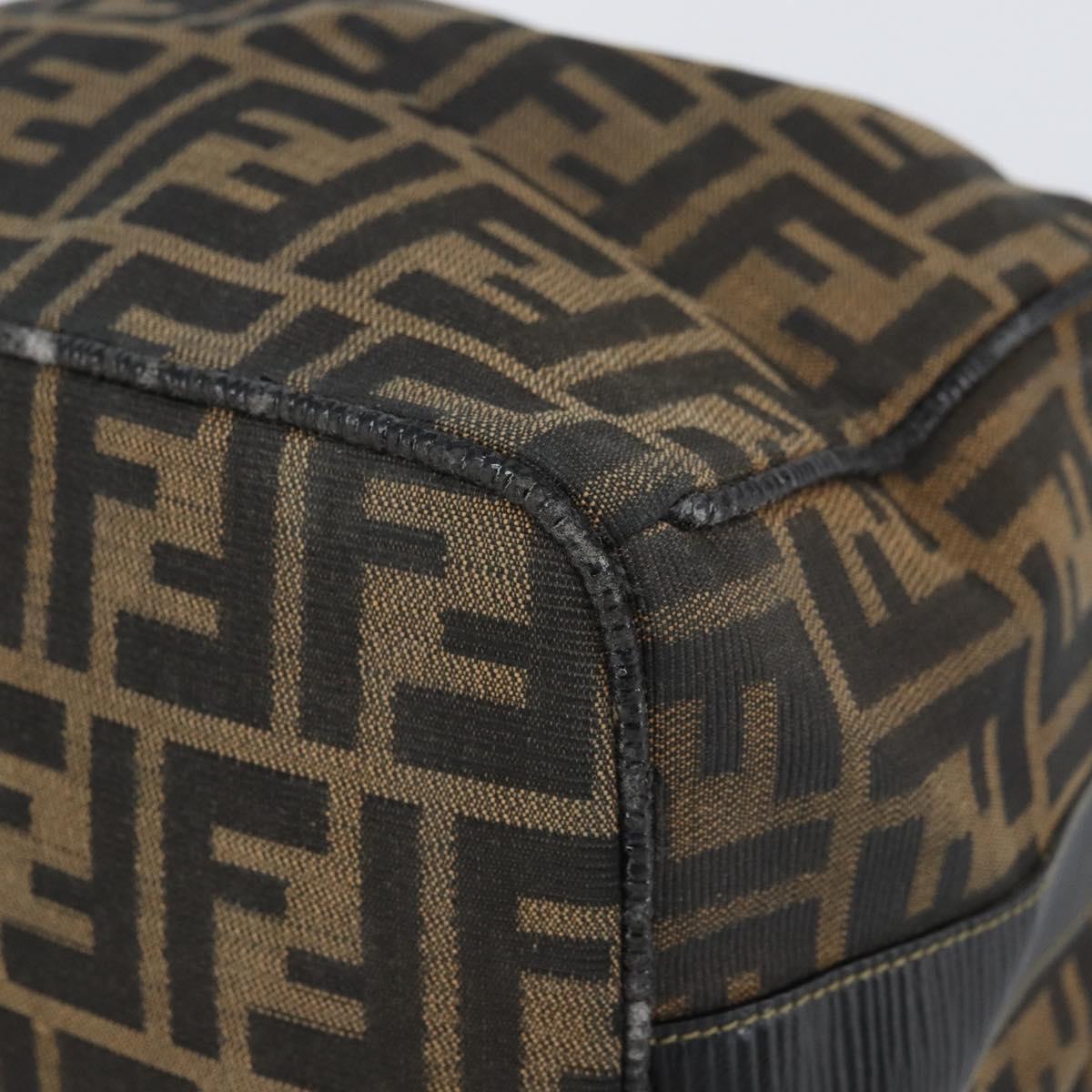 FENDI Zucca Canvas Vanity Pouch Black Brown Auth 166661