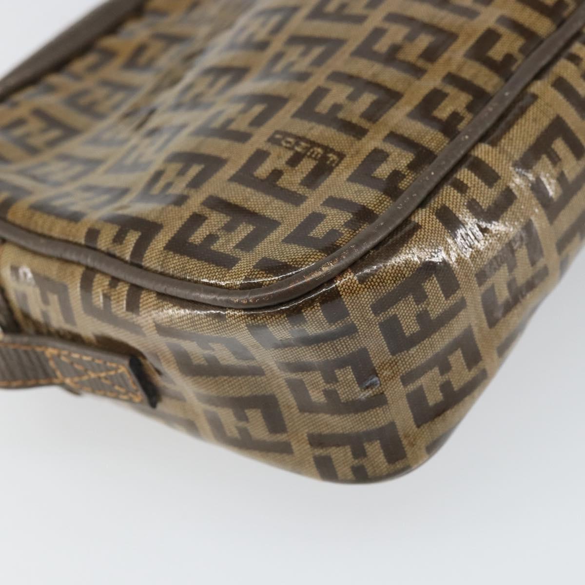 FENDI Zucchino Canvas Shoulder Bag Beige Auth 166662
