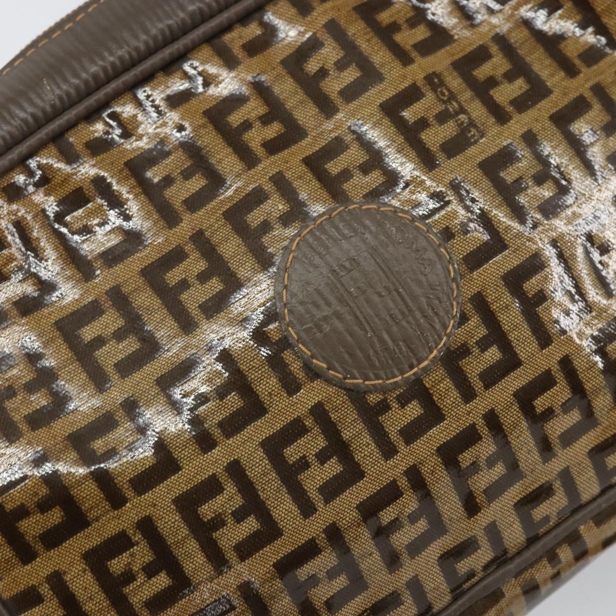FENDI Zucchino Canvas Shoulder Bag Beige Auth 166662