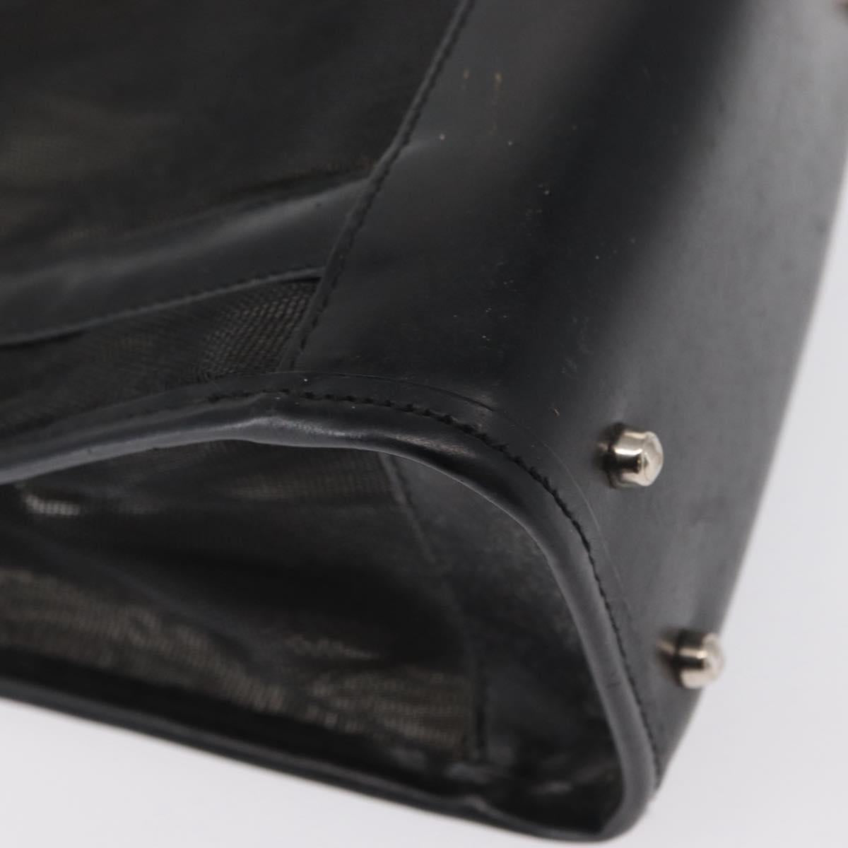 GUCCI Mesh Hand Bag Nylon Leather Black 000 2058 0500 Auth 166665