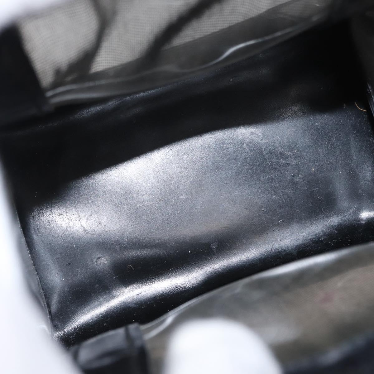 GUCCI Mesh Hand Bag Nylon Leather Black 000 2058 0500 Auth 166665