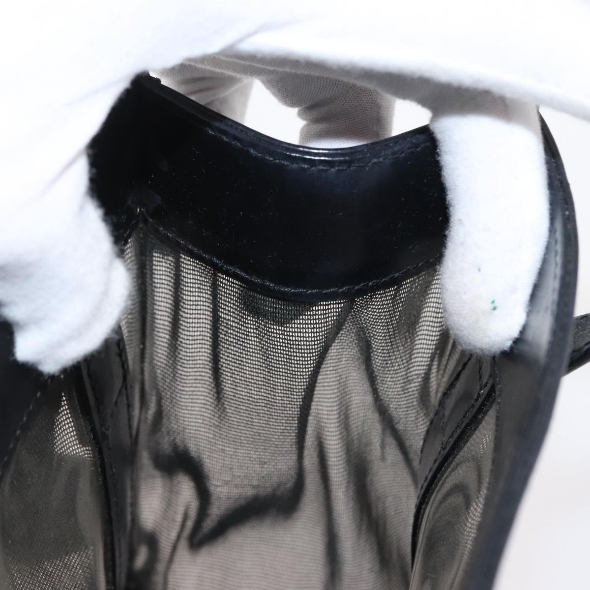 GUCCI Mesh Hand Bag Nylon Leather Black 000 2058 0500 Auth 166665