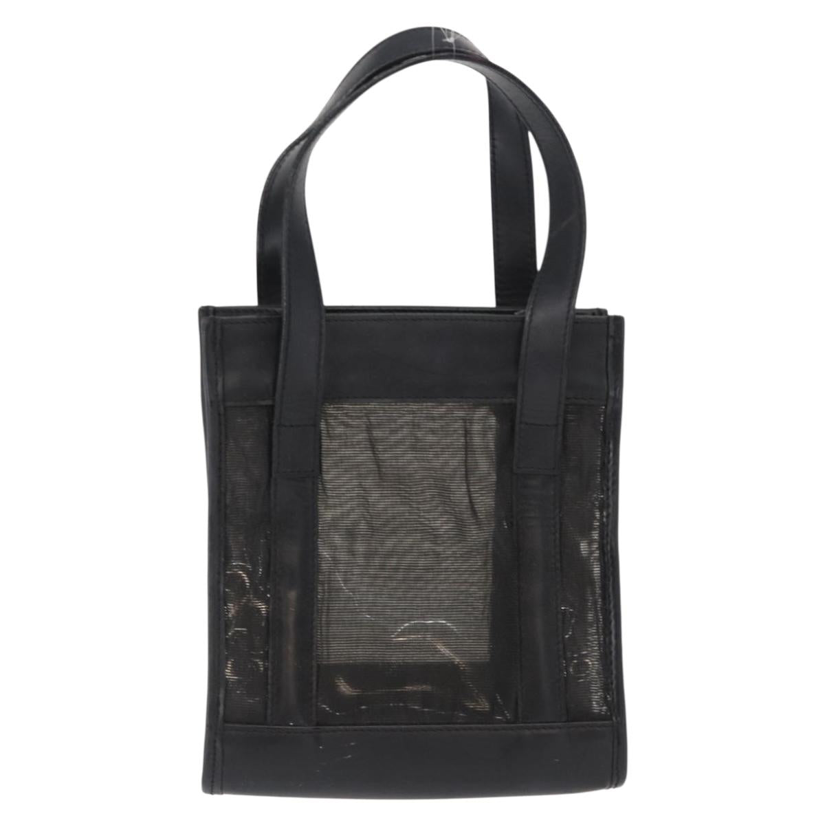 GUCCI Mesh Hand Bag Nylon Leather Black 000 2058 0500 Auth 166665