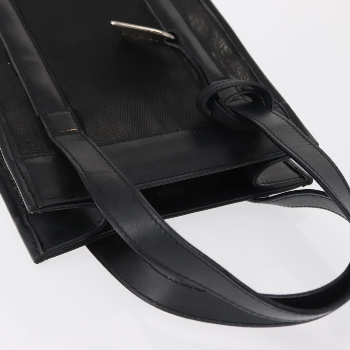 GUCCI Mesh Hand Bag Nylon Leather Black 000 2058 0500 Auth 166665