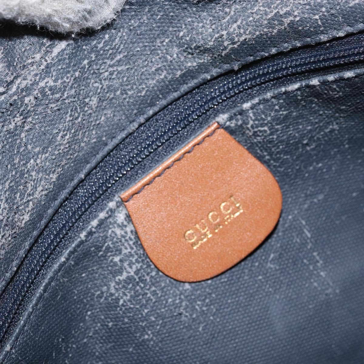 GUCCI Shoulder Bag Canvas Gold Blue Auth 166668