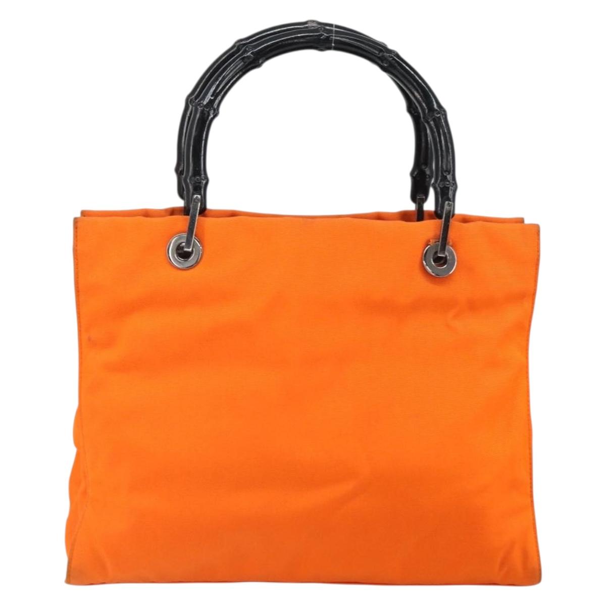 GUCCI Bamboo Hand Bag Canvas Orange 002 1016 2123 Auth 166672