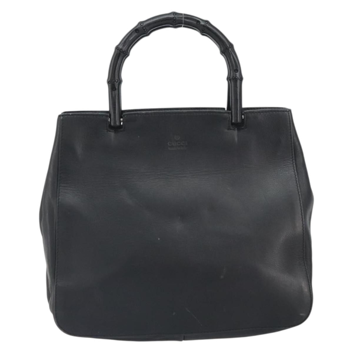 GUCCI Bamboo Hand Bag Leather Black 002 1061 Auth 166673